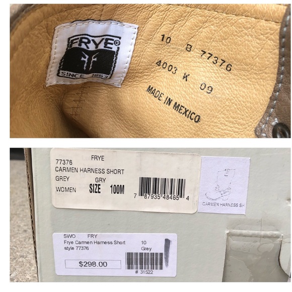 Frye Carmen Harness Boot Grey w Box sz 10 - Picture 8 of 8